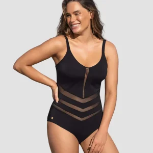 Bañador reductor con transparencias en abdomen