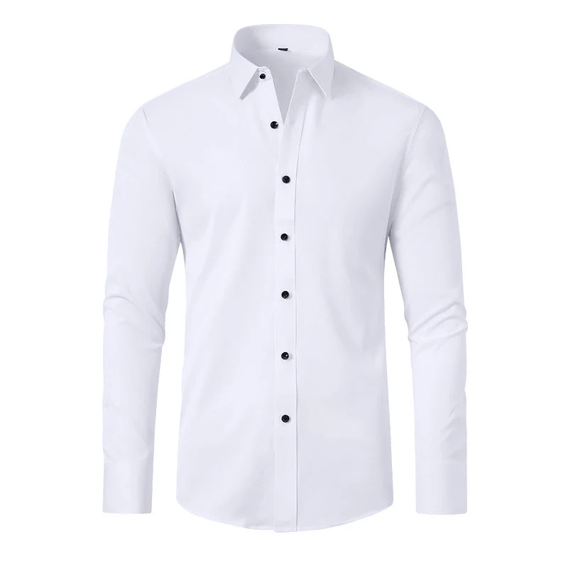 Camisa de vestir elástica para hombre de manga larga sin plancha corte regular - Imagen 6