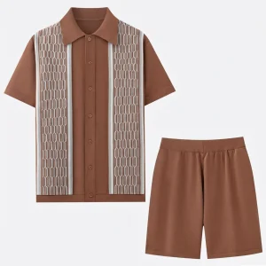 Conjunto de punto de dos piezas — punto geométrico — ropa casual verano
