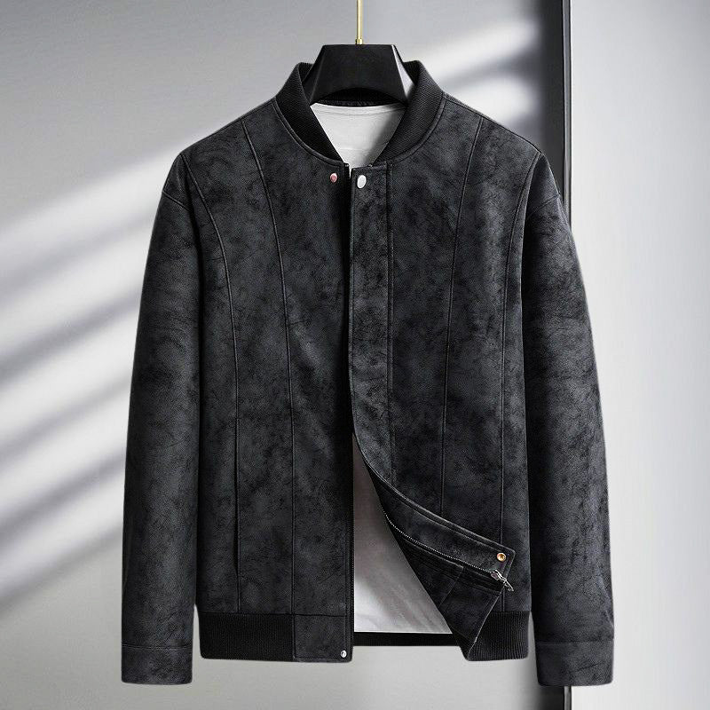Chaqueta Bomber de Ante para Hombre con Puños Ribeteados y Corte Entallado - Imagen 3