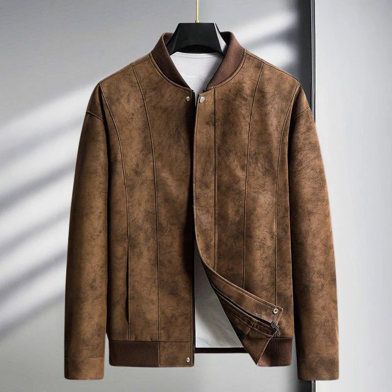 Chaqueta Bomber de Ante para Hombre con Puños Ribeteados y Corte Entallado - Imagen 2