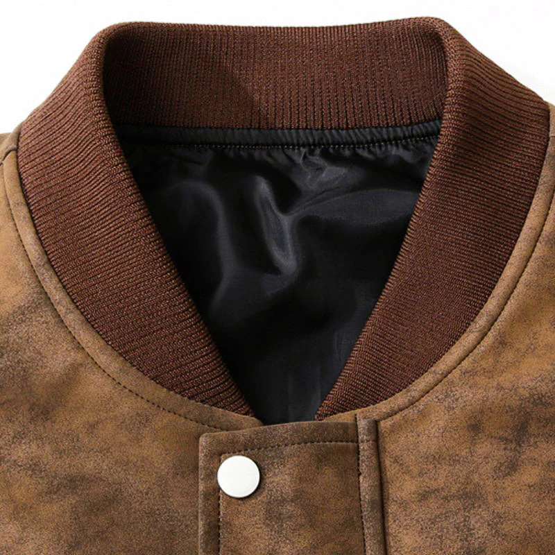 Chaqueta Bomber de Ante para Hombre con Puños Ribeteados y Corte Entallado - Imagen 6